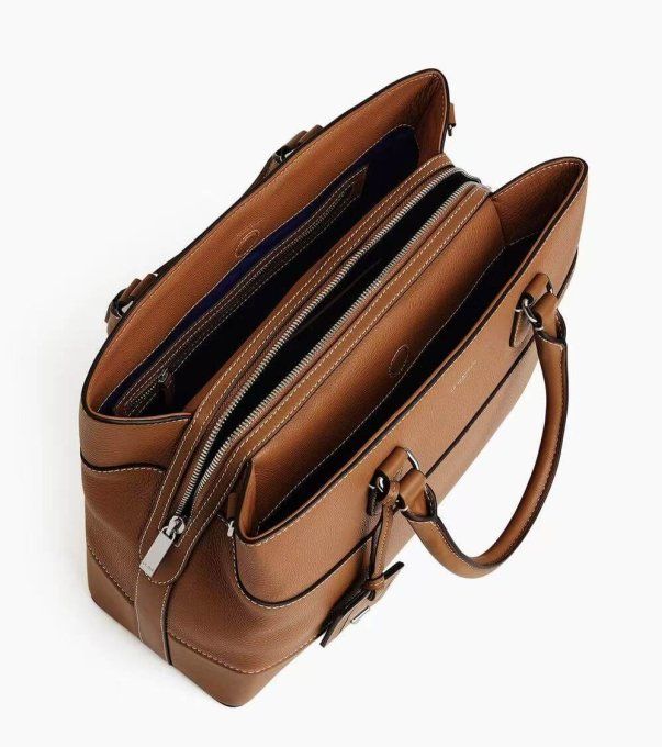 Sac à main en cuir grainé marron tan