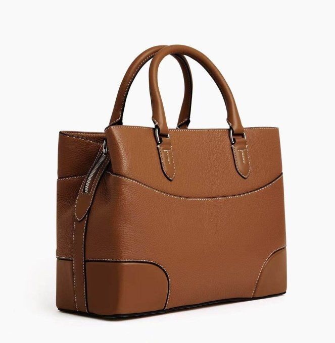 Sac à main en cuir grainé marron tan