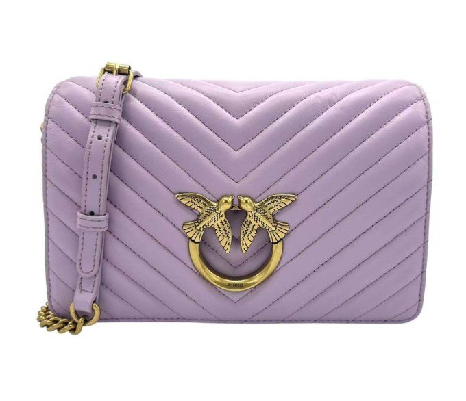 PINKO Love Click Classic lilas en cuir nappa chevron