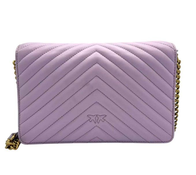PINKO Love Click Classic lilas en cuir nappa chevron