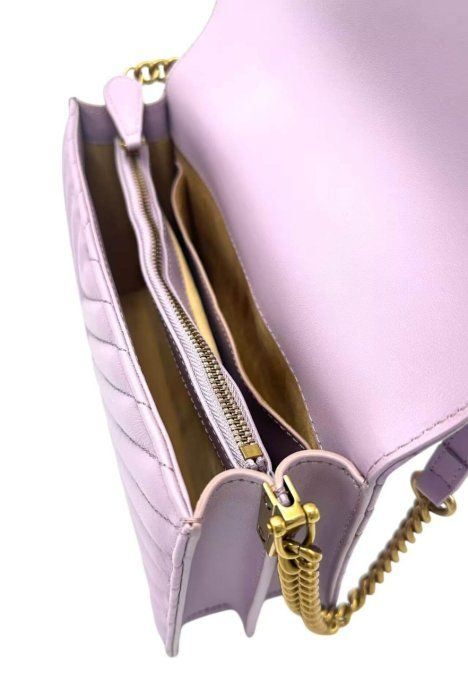PINKO Love Click Classic lilas en cuir nappa chevron
