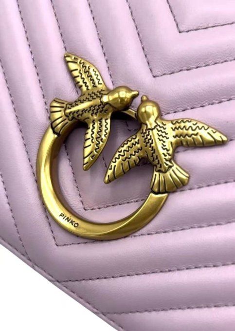 PINKO Love Click Classic lilas en cuir nappa chevron