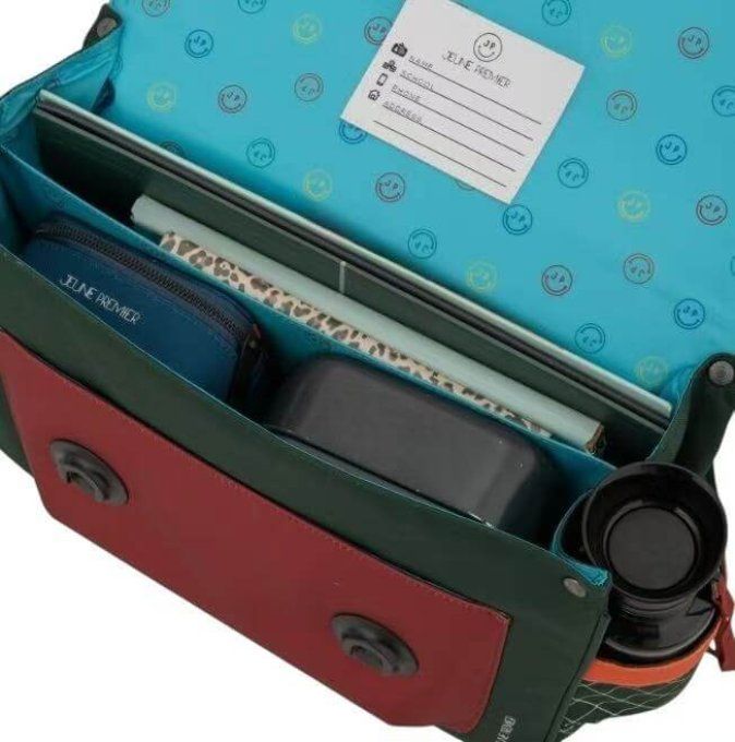 Cartable – It Bag Midi Tartans 38cm – Bleu marine & motifs animaux-Cleaner 100ml offert