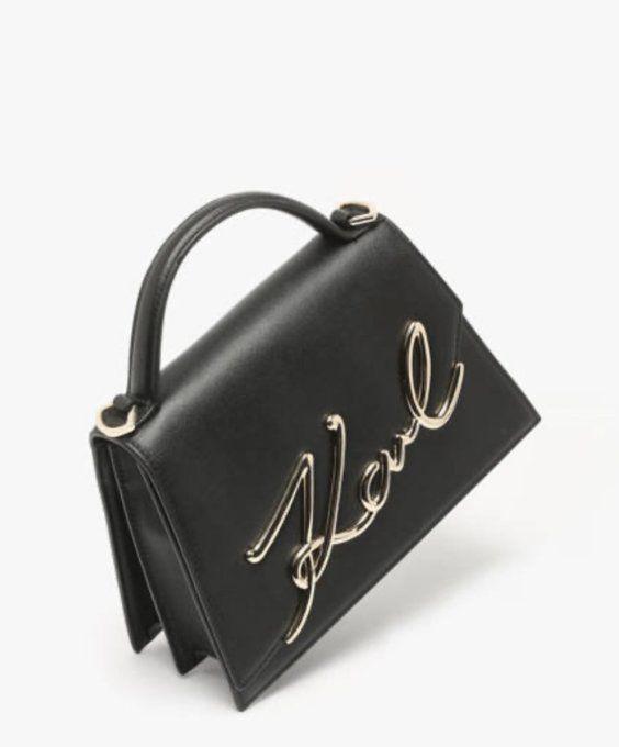 KARL LAGERFELD Sac bandoulière K signature cuir Noir Or
