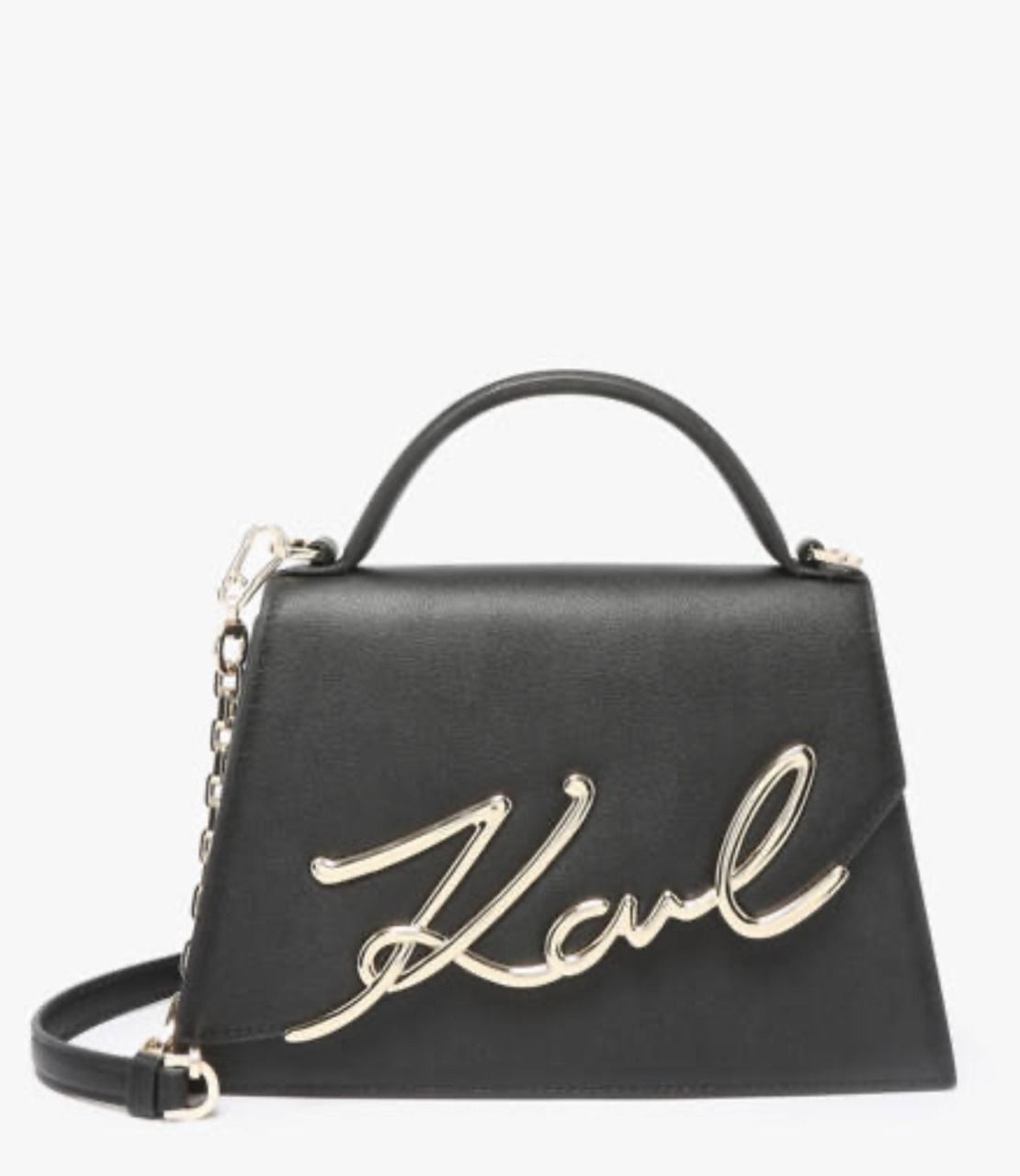 KARL LAGERFELD Sac bandoulière K signature cuir Noir Or