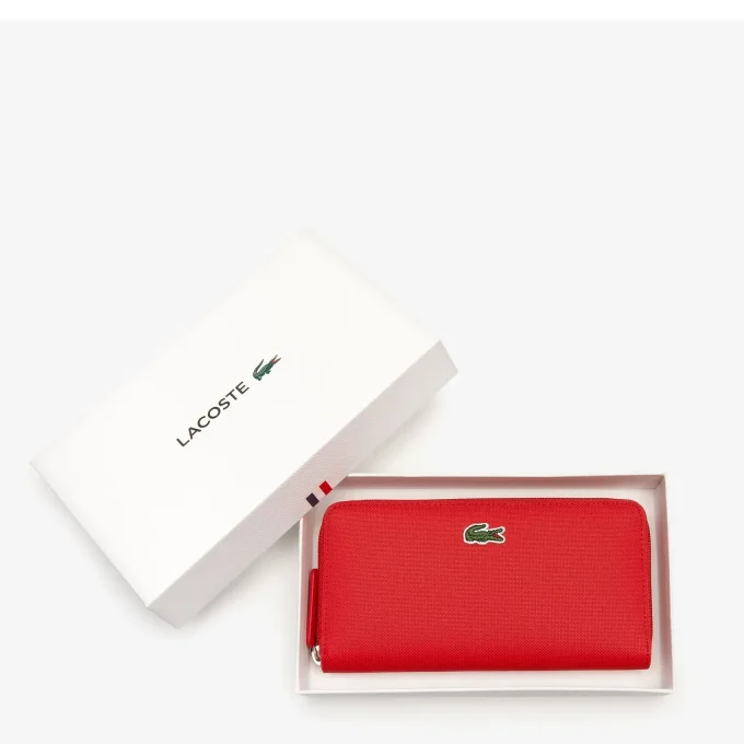 Lacoste portefeuille zippée L12.12 Concept Rouge