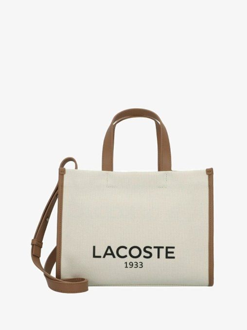 LACOSTE Petit sac cabas Héritage Canvas Marron 