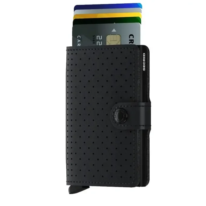 Secrid Porte-cartes cuir perforé Miniwallet Noir