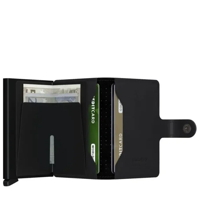 Secrid Porte-cartes cuir perforé Miniwallet Noir