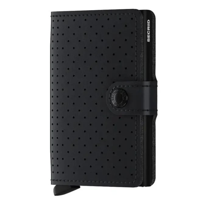 Secrid Porte-cartes cuir perforé Miniwallet Noir